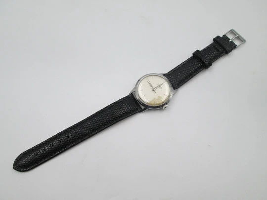 Junghans Trilastic. Stainless steel. Manual wind. Germany. Leather strap. 1970's