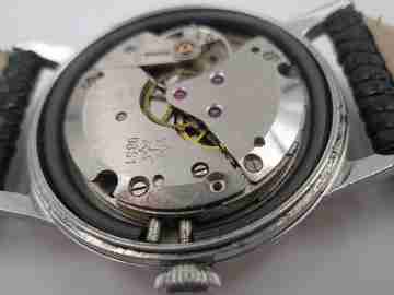 Junghans Trilastic. Stainless steel. Manual wind. Germany. Leather strap. 1970's