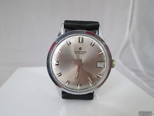 Junghans. chromed metal / steel. 1960's. 17 jewels. Manual wind