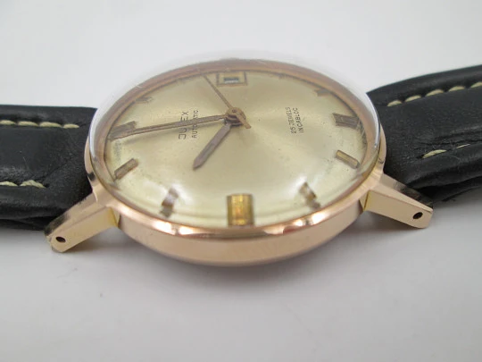 Jupex. 20 microns gold plated and steel. Automatic. Calendar. 1970's. Swiss