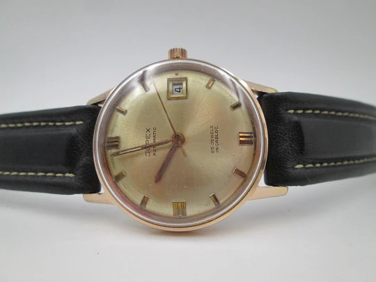 Jupex. 20 microns gold plated and steel. Automatic. Calendar. 1970's. Swiss