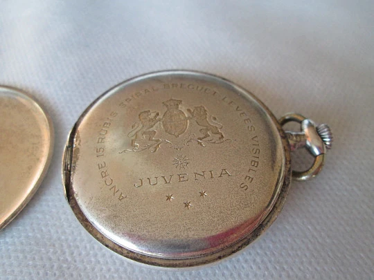Juvenia. 900 sterling silver. Stem-wind. 1920's. Open face. 15 jewels