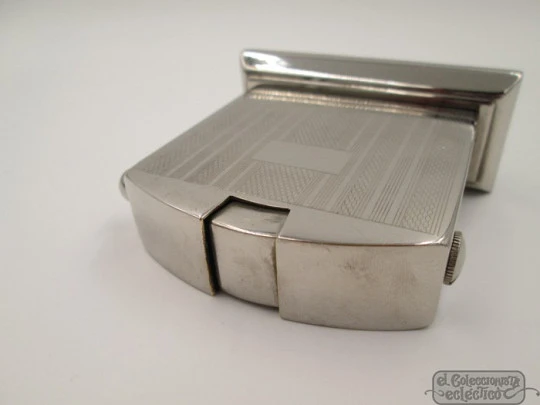 Kaschie petrol table & desk lighter. Nickel-plated metal 