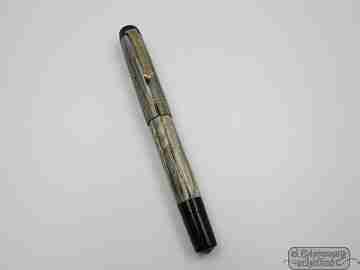 Kaweco Diaphan. Green marble celluloid & gold plated details. 1950's. Piston