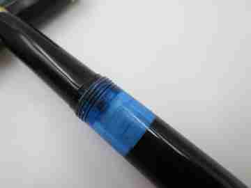 Kaweco Sport set. Fountain pen & ballpoint pen. Black resin. Leather pouch. Germany