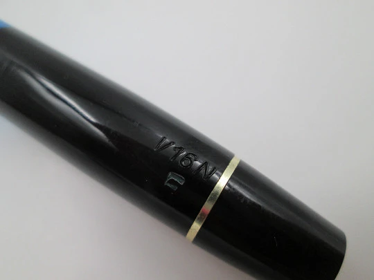 Kaweco Sport set. Fountain pen & ballpoint pen. Black resin. Leather pouch. Germany