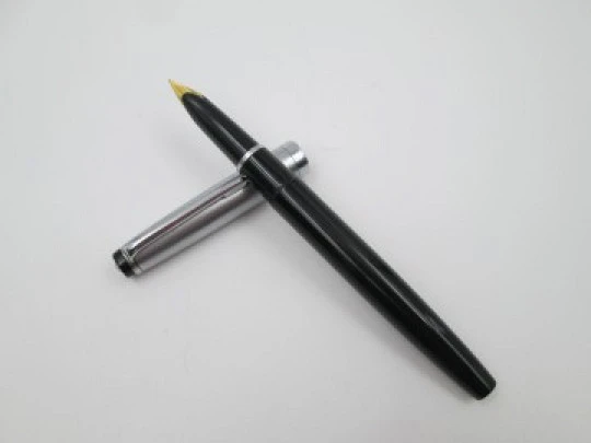 Kaweco VP 85. Satin steel & black plastic. Converter system. Germany. 1960's