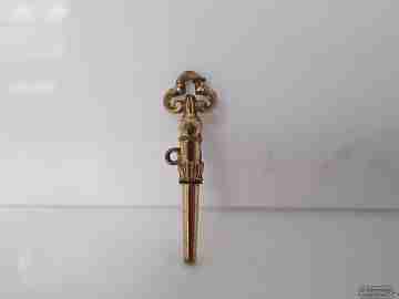 Key pocket watch. Gold plated. 19th century. Clover. Chiseled