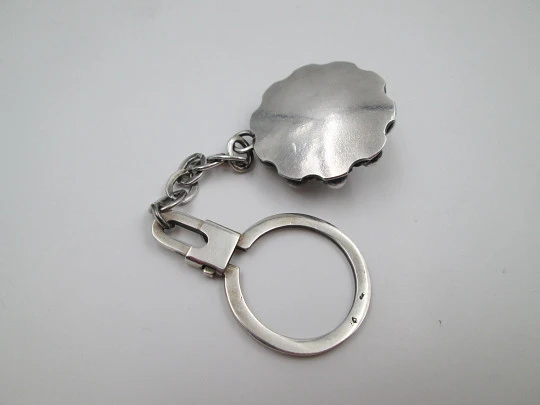 Keychain. Charro button motif. 925 sterling silver. Chain and ring clasp. 1990's. Spain