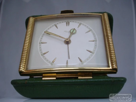 Kienzle. Germany. 1970's. Travel alarm clock. Gold-plated. Case