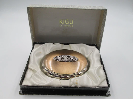 Kigu Concerto musical powder compact. Gold & silver plated. Box