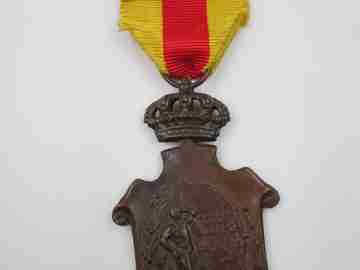 King Alfonso XIII medal. Tribute of Councils. Bronze. 1925. Spain