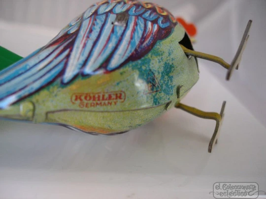 Köhler wind-up toy. Lithographed tinplate. Rooster. Germany. 1960's