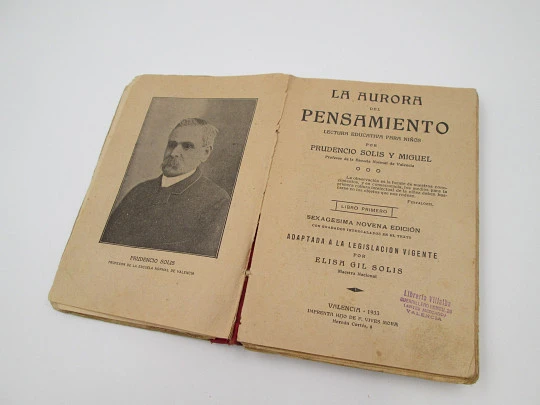 La aurora del pensamiento. Prudencio Solis. Lectura educativa niños. Ilustrado. 1933