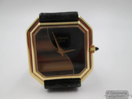 Ladie's Catena. 18k gold electroplated. Manual wind. Tiger's Eye dial