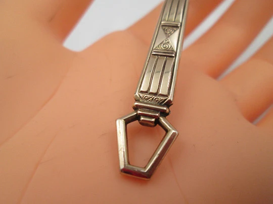 Ladie's folding gold plated opera glasses / lorgnette. Geometric ornaments. Europe