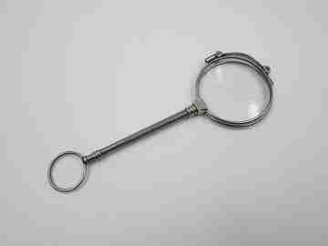 Ladies lorgnette. Folding opera glasses. White metal. 1910's