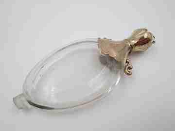 Ladie's perfume / scent bottle. 14k yellow gold & crystal. 19th century