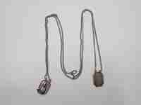 Lady of Mount Carmel & Sacred heart of Jesus scapular with chain. Sterling silver. 1950's