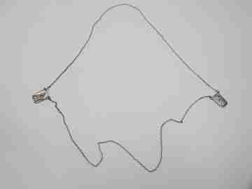 Lady of Mount Carmel & Sacred heart of Jesus scapular. Sterling silver. 1950's