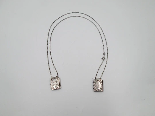 Lady of Mount Carmel sterling silver scapular / double reliquary. Book shape. 1940's. Spain Lady of Mount Carmel sterling silver scapular / double reliquary. Book shape. 1940's. Spain