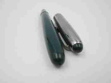 Lamy 75 fountain pen. Chromed metal & green plastic. Aerometric system. Germany. 1970's