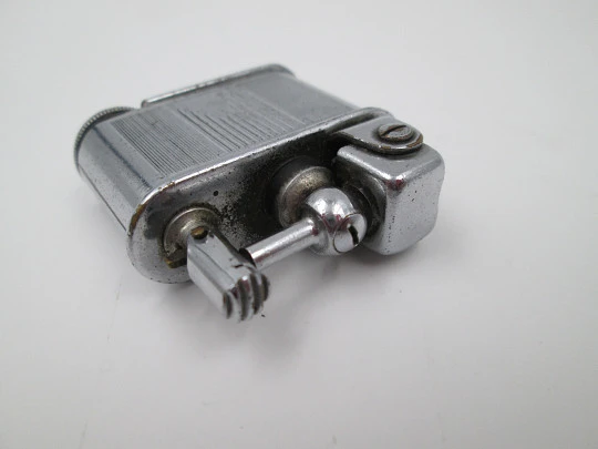 Lancel automatic pocket petrol lighter. Chrome metal. France. 1930's