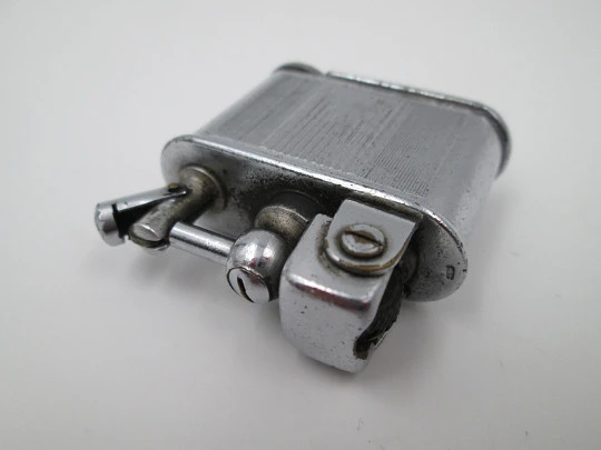 Lancel automatic pocket petrol lighter. Chrome metal. France. 1930's
