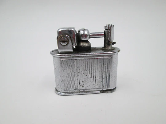 Lancel automatic pocket petrol lighter. Chrome metal. France. 1930's