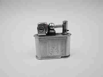 Lancel automatic pocket petrol lighter. Chrome metal. France. 1930's