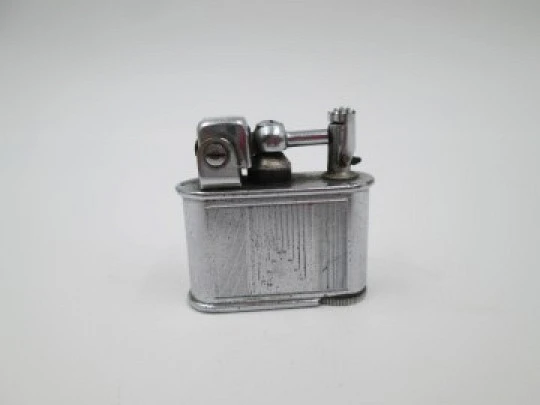 Lancel automatic pocket petrol lighter. Chrome metal. France. 1930's