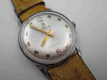 Lanco Pacific. Silver plated & stainless steel. Manual wind. 1970's. Swiss