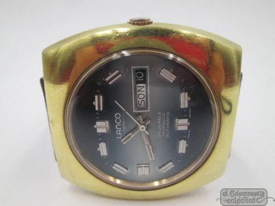 Lanco. Gold plated & steel. Automatic. Calendar. 1970's. Swiss