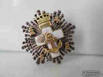 Lapel emblem. Naval merit. Vermeil. Enamel. 1960. Cross
