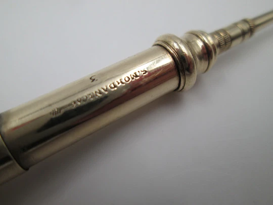 Lapicero mecánico extensible Sampson Mordan. Oro 9k. Reino Unido