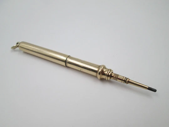 Lapicero mecánico extensible Sampson Mordan. Oro 9k. Reino Unido