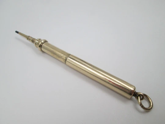 Lapicero mecánico extensible Sampson Mordan. Oro 9k. Reino Unido