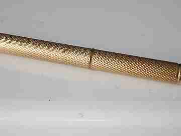 Lapicero mecánico retráctil. Chapado oro. Perry & Co. 1910. Rotatorio