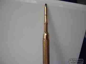 Lapicero mecánico retráctil. Chapado oro. Perry & Co. 1910. Rotatorio