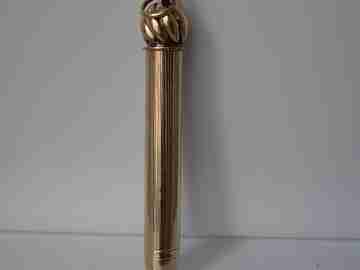 Lapicero mecánico retráctil. Chapado oro. Sampson Mordan. 1900. Argolla