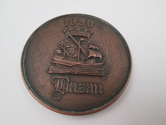 Launching oceanographic research vessel Hesperides copper medal. Bazan. Spain. 1990