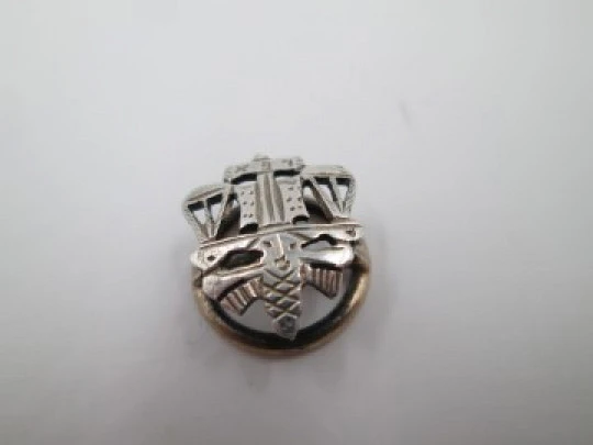 Law shield lapel emblem. Sterling silver & vermeil. Professional pin