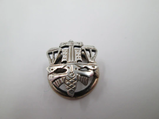 Law shield lapel emblem. Sterling silver & vermeil. Professional pin