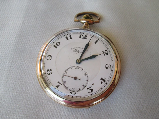 Legisa chronometer. Gold plated. Stem-wind. Porcelain dial. Circa 1930's