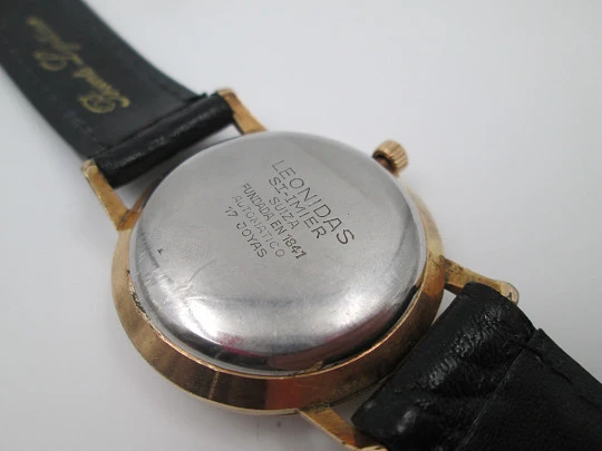 Leonidas. Gold plated & stainless steel. 1970's. Automatic. Strap. Swiss