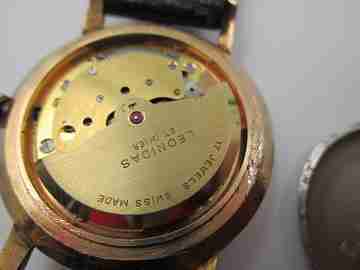 Leonidas. Gold plated & stainless steel. 1970's. Automatic. Strap. Swiss