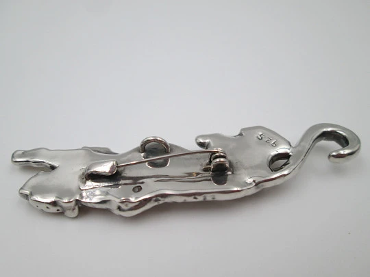 Leopard women's brooch. 925 sterling silver. Hammer work. 1970's. Europe