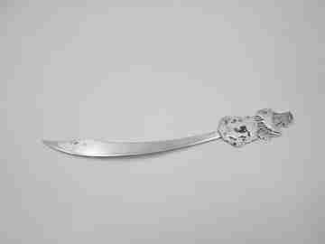 Letter opener with galleon motif and curve blade. 925 sterling silver. Spain. 1980's