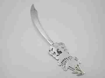 Letter opener with galleon motif and curve blade. 925 sterling silver. Spain. 1980's