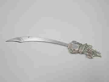 Letter opener with galleon motif and curve blade. 925 sterling silver. Spain. 1980's